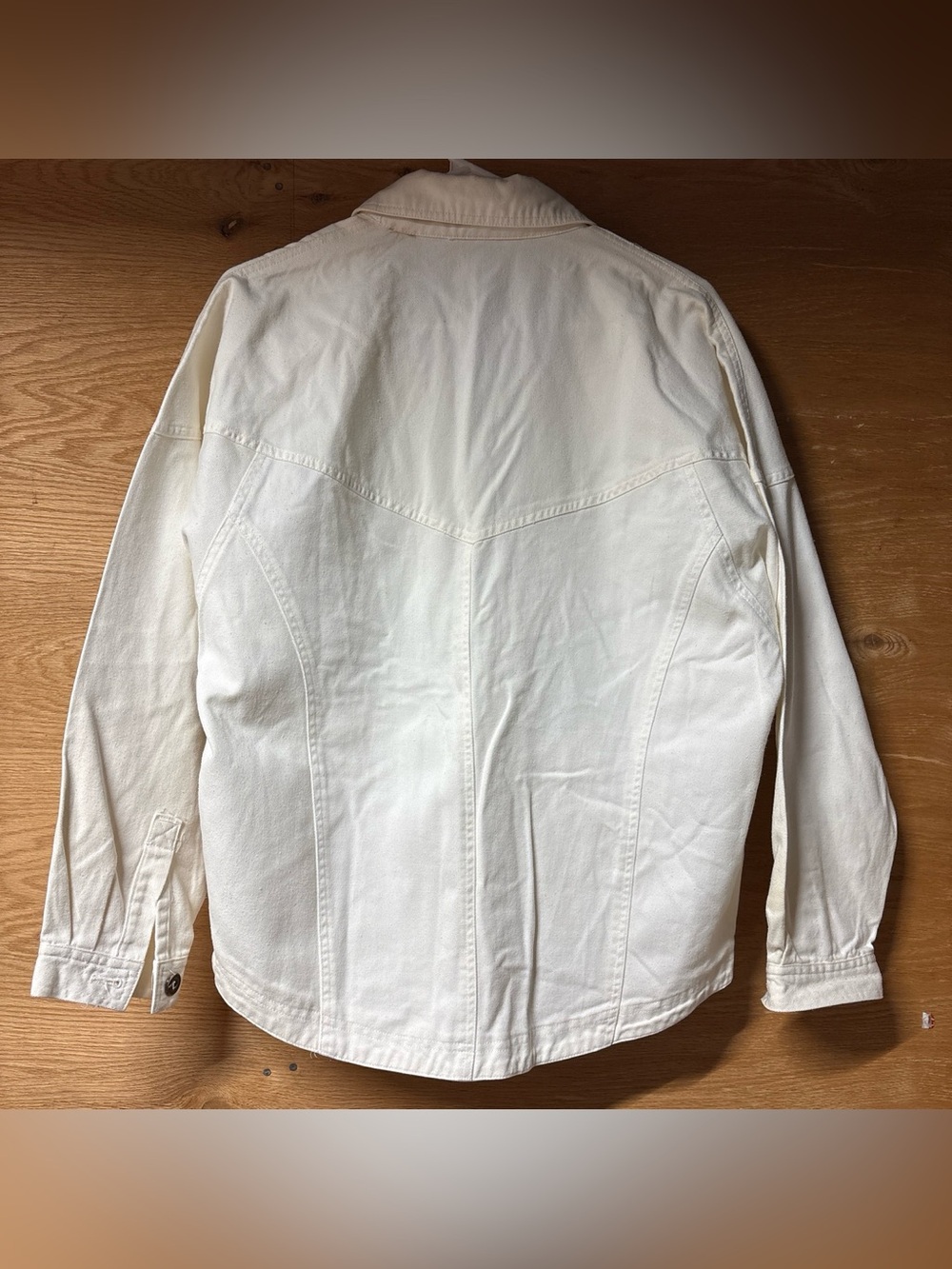 Together! Cream Button-Front Jean Jacket - Picture 5 of 5